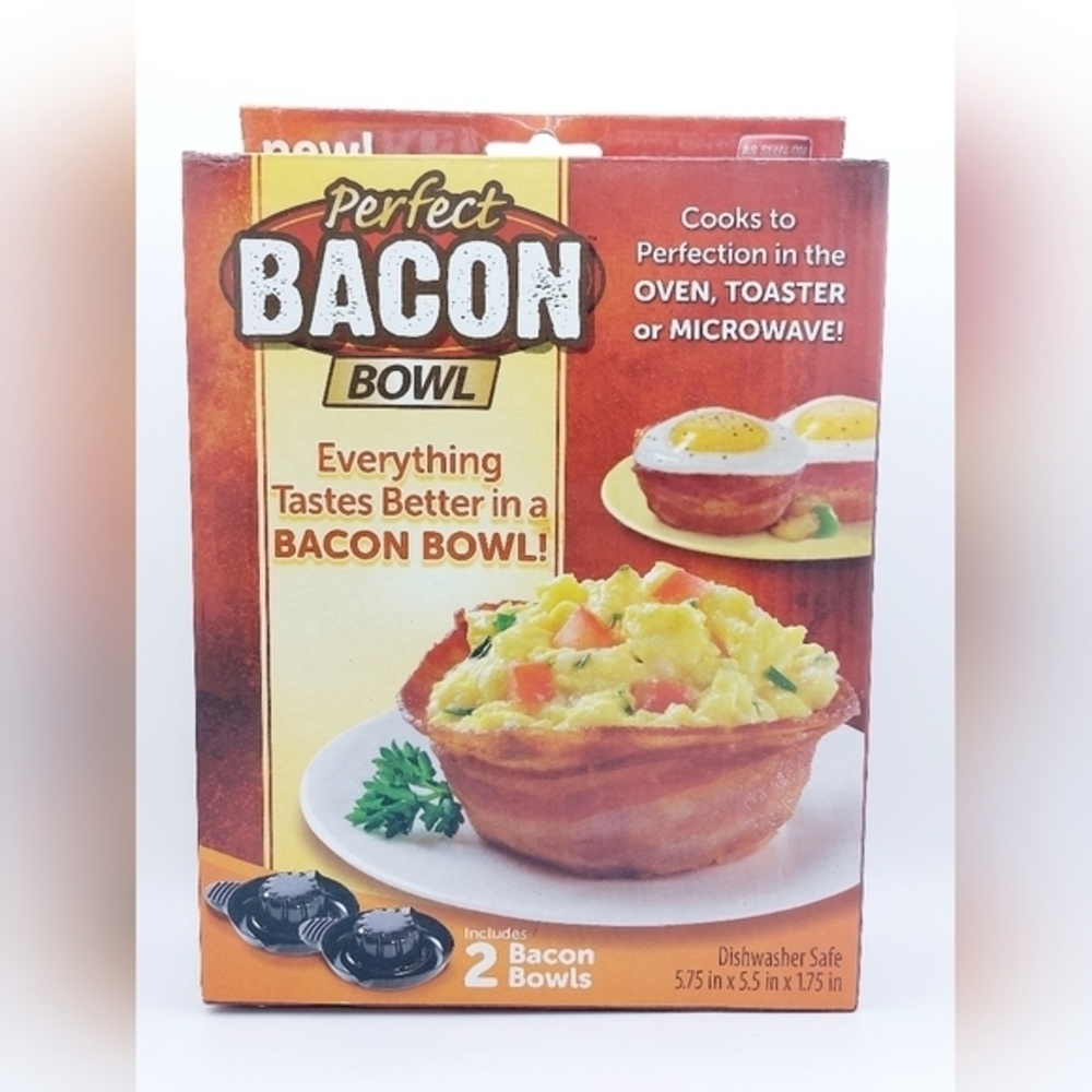 Perfect Bacon Bowl Set As Seen On TV 2pc Mold Oven Microwave Dishwasher Safe NIB